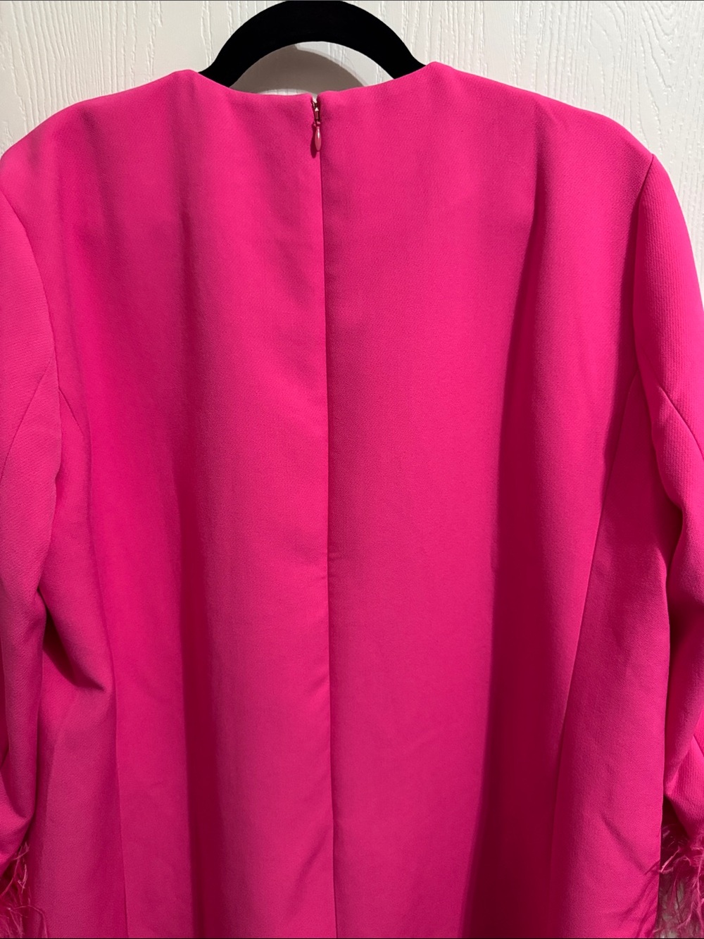 Tuckernuck Hot Pink Feather Sleeve Cocktail Shift Party Dress Mod Ellie XL Retro - Picture 9 of 12